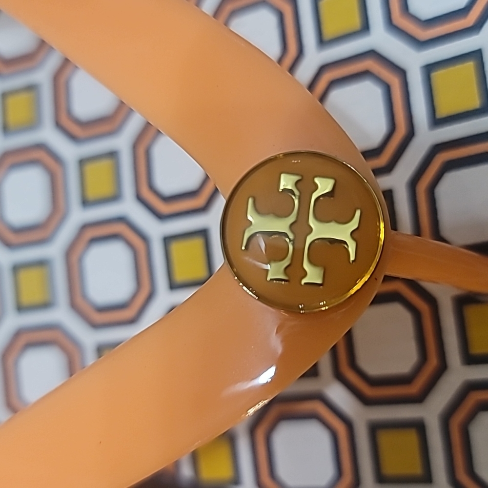 Tory Burch Orange Patterned Flip Flops size 11 - Picture 3 of 10